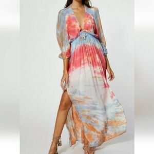 YFB Young Fabulous & Broke Meadow Bahama Chiffon Tie Dye Maxi Dress